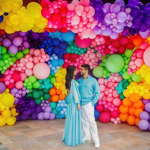 Top Shelf Fifty Piece Assorted Rainbow Five Inch Thick Durable Latex Balloons For Weddings Birthdays And Bashes Fresh Multicolor Party Decor background