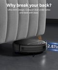 2 In 1 Robot Vacuum And Mop Combo With Slim 2.87 Inch Design cleaning under a sofa, showcasing its ultra-slim profile.