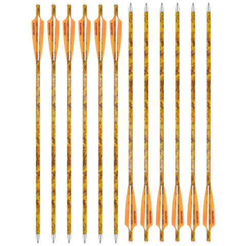 12 Pack 20 Inch Carbon Crossbow Bolts With Camouflage Shafts And 125 Grain Removable Tips For Hunting And Target Practice