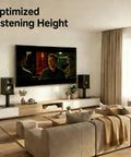 Living room setup with Heavy Duty Steel Desktop Speaker Stands Pair For 5 To 8 Inch Bookshelf Speakers And Studio Monitors