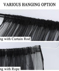 Extra Wide Outdoor Curtains Waterproof Black Voile Mesh Screen Bug Netting For Patio Porch Balcony Pergola Terrace 125Inch Width