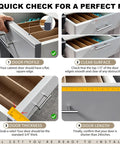 A Quick Check for a Perfect Fit showing cabinet door profile, surface clear check, door thickness, and length measurements.