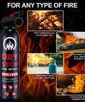 12 Pack Grab And Go Dry Fire Spray Ace Safety Gear For Kitchen Grease Or Car Electrical Fires Solid No Sweat Protection, showcased against fire backgrounds.