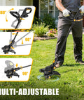 Person using 3 In 1 Cordless String Trimmer Edger And Mini Mower For 20V Max Batteries 12 Inch Cut 8500 RPM Auto Feed Weed Wacker With Adjustable Handle Battery Not Included on lawn.