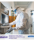 Scientists in cleanroom using equipment for Pure Disposable Wiper With W4 Dry, 12 Inch By 12 Inch White Heavy Duty, Anti Static Wipes