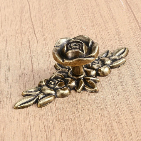 Three Pack Euro Rose Cabinet Knobs With Backplate Vintage Zinc Alloy Flower Drawer Pulls Bronze Finish For Dresser Nightstand Cupboard Wardrobe Retro Vibe Upgrade