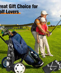 Golf course scene with Premium Golf Towel Gift For Men And Golf Dudes With Clip Microfiber Cleaning Cloth attached to a golf bag.