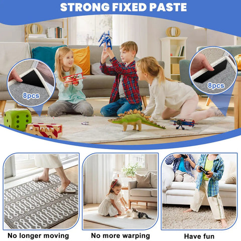Non Slip Rug Grippers 16 Piece Carpet Stickers Keep Area Rugs In Place On Tile Stairs And Hardwood Floors Heavy Duty Rug Tape