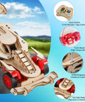 Awesome Remote Control F1 Car STEM Kit For Kids Aged 8 To 14, wooden car with remote, turbo boost, and engineering features.