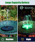 Solar Fountain Pump With Battery Power 4W Bird Bath Kit, 30 LED Star Lights, day and night operation in outdoor garden