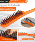 Heavy-duty wire brush from 28oz Pro Grade Welding And Chipping Hammer With Slag Removal And Wire Brush Set showing stainless steel bristles.