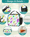 Colorful Lightning Bolt Insulated Lunch Bag With Shoulder Straps For Office School And Travel Your Go To Cooler That Keeps Meals Fresh In A Spacious Main Compartment With Two Side Mesh Pockets Durable Polyester Tote For Kids Women And Men. Insulated polyester lunch bag with strap, side mesh pockets, hook, and easy-clean bottom