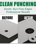 Before and after using Fifteen Ton Heavy Duty Hydraulic Knockout Punch Kit One Half Inch To Four Inch Type D Punch And Die Set