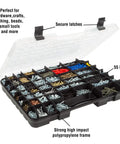 Portable Storage Case With Secure Locks And 55 Small Bin Compartments For Hardware, Screws, Bolts, Nuts, Nails, Beads, Jewelry And More, Durable Transparent Organizer With Carry Handle For Garage, Shop Or On The Go