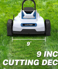 Cordless 9 Inch Mini Lawn Mower With 6000 RPM Brushless Power, 3 Adjustable Cutting Heights From 1.5 To 2.3 Inches, 20V 4.0Ah Battery And Charger Included, Smart Lift Sensor For Small Yards, No Fuss Quick Garden Care And Lawn Cleanup. 9 inch cutting deck view