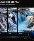 Image showing effects of Ultra Slim 67mm Variable ND Filter With 1 To 9 Stops ND2 To ND400 on a waterfall.