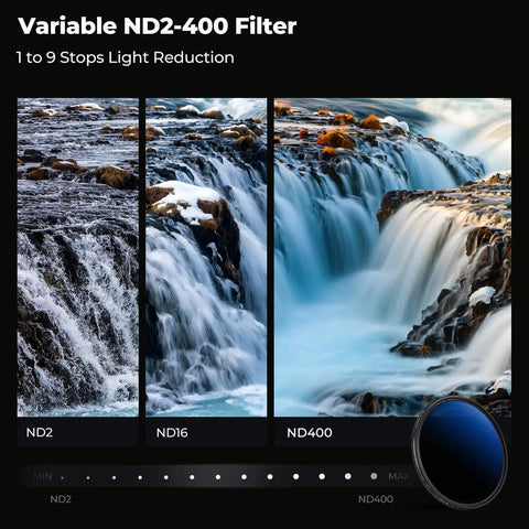 Image showing effects of Ultra Slim 67mm Variable ND Filter With 1 To 9 Stops ND2 To ND400 on a waterfall.
