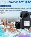 Front view of CVA-24T valve actuator; black plastic enclosure, 24VAC, 3-wire, fits Pentair 263045