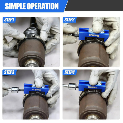 Stainless Steel CV Boot Clamp Tool For Easy CV Axle Dust Boot Removal And Installation Quick Adjust Jaws With 13mm Screw in use.
