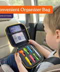Calming Oral Motor Stimulation Kit With Six Soft Textured Heads in organizer bag held by child in car seat