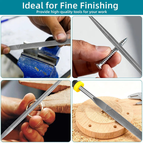 5 Piece Metal Needle File Set With Hardened Alloy Steel Construction for precise detail work on metal and wood surfaces