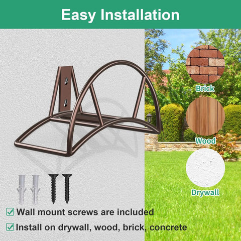 Heavy Duty Garden Hose Holder Wall Mount For Outdoor Yard And Garage Holds 150 Feet Of Hoses Durable Bronze Metal Weather Resistant Hose Reel Hanger Installation Options