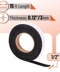 Grill Gasket Sealer For Smoker One Half Inch Wide By One Eighth Inch Thick, Fifteen Feet Long, High Temperature Sealing Tape, Easy To Cut To Fit, Seals Air Leaks And Boosts BBQ Grill Performance. Black 15 ft x 1/2 in gasket roll, 0.12 in thick