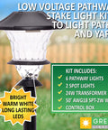 Low Voltage LED Landscape Lighting Kit 8 Pack With 6 Stake Lights And 2 Flood Spotlights Plus Transformer For Outdoor Pathways