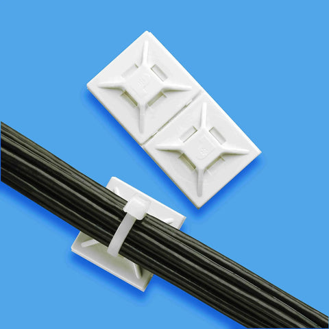 Adhesive Backed Cable Tie Mount 4 Way Indoor ABS Plastic Mount With Pre Installed Adhesive White Rubber Base Pack Of 100