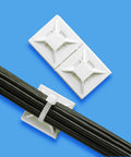 Adhesive Backed Cable Tie Mounts, 4 Way Black Wire Routing Mounts With Acrylic Tape, 1.12 X 1.12 Inch, cable secured