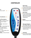 Controller for Cozy Massage Seat Cushion With Heat And Memory Foam Neck And Lumbar Support, shows functions and settings.