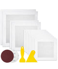 Drywall Patch Kit With 12 Aluminum Patches In 4, 6, And 8 Inch Sizes, Plus 2 Sandpapers And 2 Plastic Scrapers, 16-Piece Quick DIY Home Wall Repair For Holes And Dents