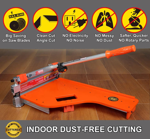 Heavy Duty 13 Inch Vinyl Floor Cutter With Wheels Built Tough For No Sweat Trimming Of LVP LVT VCT SPC WPC engineered wood with safety features.