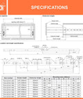 Specifications diagram for Heavy Duty Full Extension Drawer Slides With Ball Bearing 14 Inch Side Mount Rails Auto Lock Smooth Silent Glides