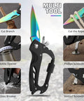 Image of the Must Have 6 In 1 Multitool Carabiner With Folding Knife And Bottle Opener For Camping And Hiking showing features.