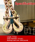 Heavy Duty G80 Transport Binder Chain One Quarter Inch By Sixteen Feet With G70 Clevis Grab Hooks on a truck