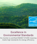 Energy Star certified logo with text 'Excellence in Environmental Standards' over forest image.