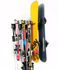 24 Inch Wall Mounted Ski Rack With 10 Storage Attachments Holds Up To 300lbs Heavy Duty Powder Coated Steel With Rubber Coating Easy Installation holding multiple skis and snowboards