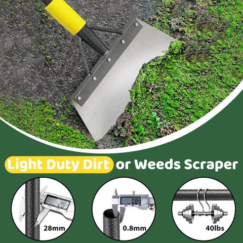 All In One Garden Flat Shovel With A 60 Inch Long Handle Heavy Duty Floor Scraper for Snow, Weeds, and Lawn Edging on walkway