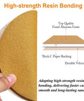6-inch no-hole hook-and-loop sanding disc, 320-grit, orange abrasive with Velcro backing