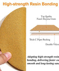 Close-up of 6-Inch No-Hole Hook And Loop Sanding Discs 180 Grit For Automotive And Woodworking showing layers of fused alumina and Velcro back.