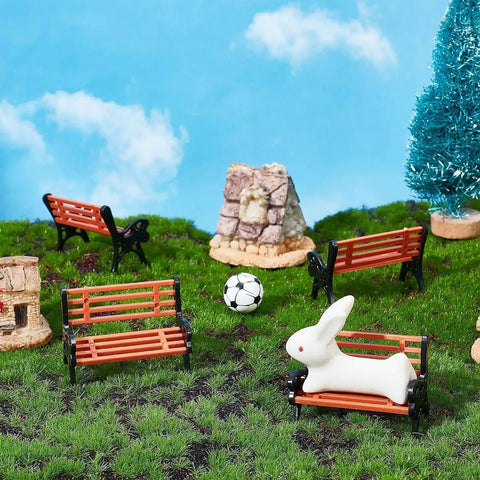 Dope Two Piece Miniature Park Bench Set For Dollhouse And Fairy Gardens One To Twelve Scale Brown Benches With Realistic Detailing