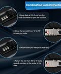 Instructions for setting combination lock on Portable Pistol Safe Small Lock Box With Steel Cable for Travel Home Office Car Use.