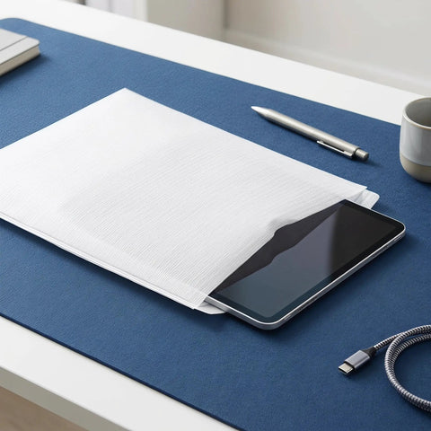Heavy Duty Foam Cushion Pouches For Dishes And Glassware 120 Pack 11.8 by 9.8 Inches covers tablet on desk