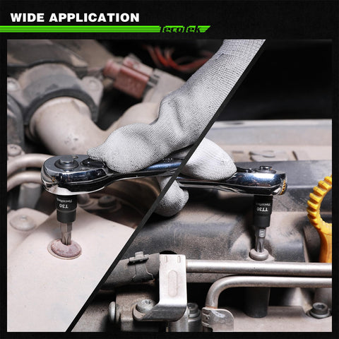 Torx Bit Socket Set With External Torx Sockets For Quarter Inch Drive Three Eighths Inch Drive And Half Inch Drive in use on engine
