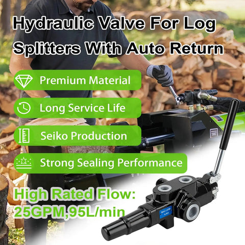 Hydraulic Heavy Duty Log Splitter Valve With Joystick 1 Spool 25 GPM 3626 PSI installed and in use on log splitter