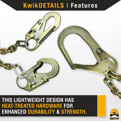 Rebar Romeo 29 Inch Steel Rebar Chain Assembly With Self Locking Hooks for hands-free positioning, close-up view.