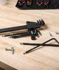 Extra Long Ball End Torx L Key Set 9 Piece With Sizes T10 Through T50 Anti Slip Textured Black Coating shown on table