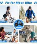 Oversized Comfy Bike Seat With Extra Padding And Memory Foam For Men And Women Universal Replacement Bicycle Saddle Waterproof Leather Blue Tailbone Relief shown on electric, mountain, road, and exercise bikes.