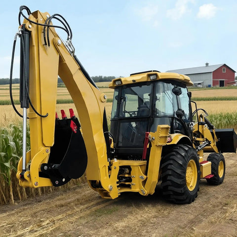 Compact Backhoe Loader With Front End Loader And Rear Excavator For Trenching Digging Earthmoving And On Site Preparation